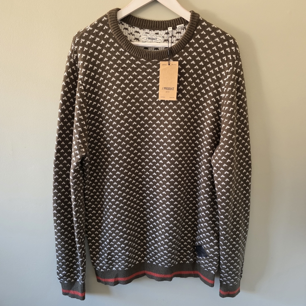 NWT Produkt XL Coastal Eclectic Grandpa Preppy Nordic Cozy Knit Sweater